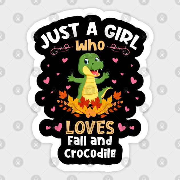 Just a Girl who loves Fall Crocodile Sticker by aneisha